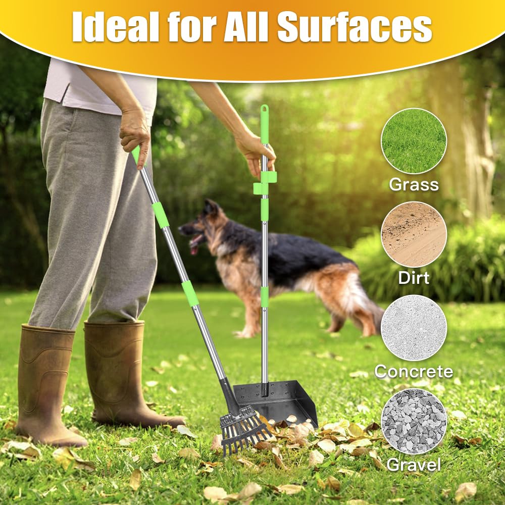 TOOGE Larger Pooper Scooper multipurpose-yard tool handles leaves and debris.