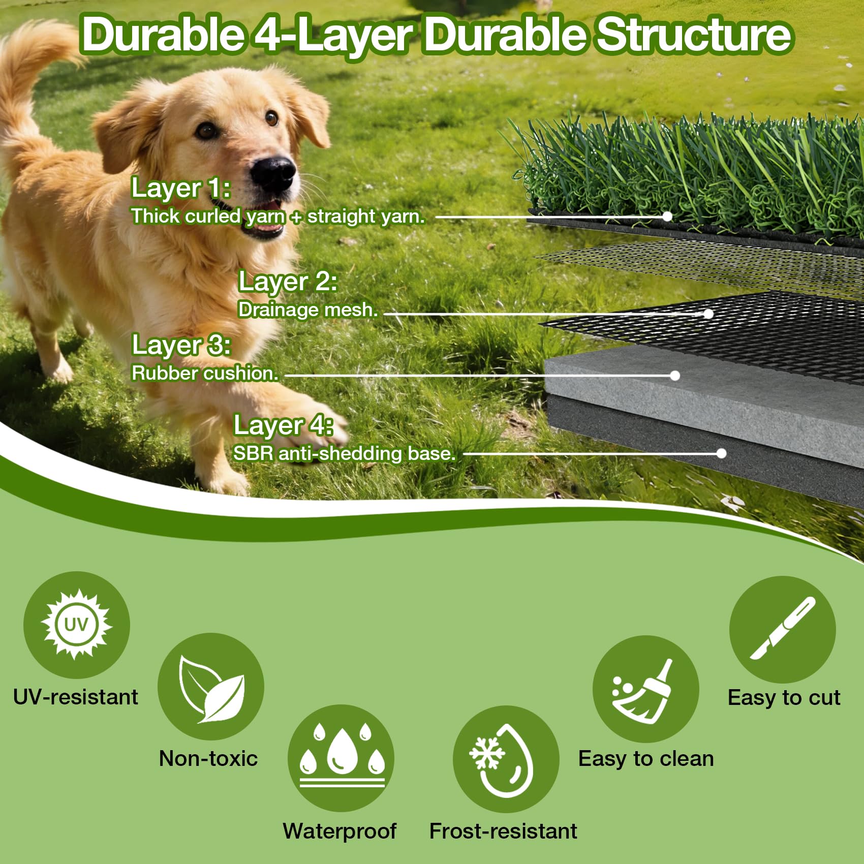TOOKOO portable foldable grass mat designed for tray-based setups and easy relocation.