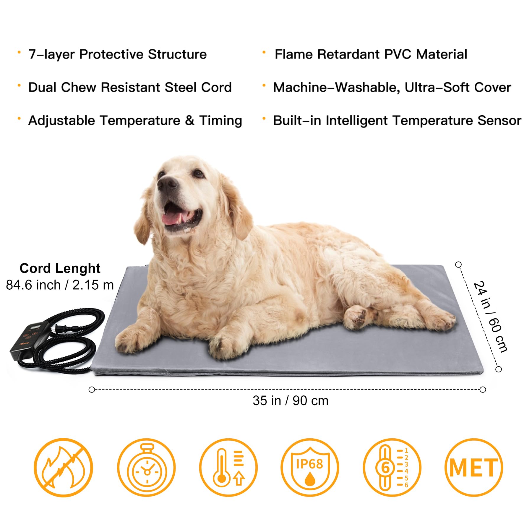 Toozey Large Heated Pet Mat side view highlights slim profile for small spaces