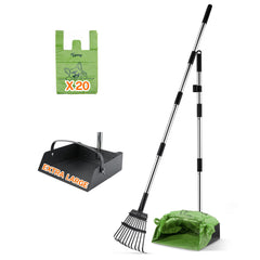 Toozey 54-inch pooper scooper with large metal tray for yard cleanup