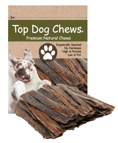 Top Dog Chews beef esophagus jerky 30-pack supports dental health and tasty rewards.