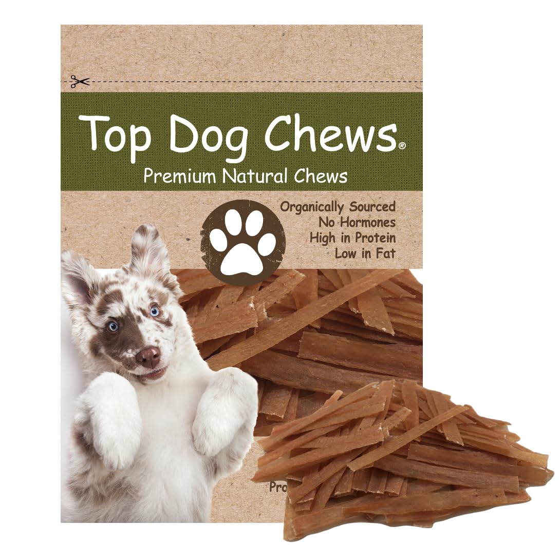 Top Dog Chews flat turkey tendons chew for durable dental care and tasty rewards