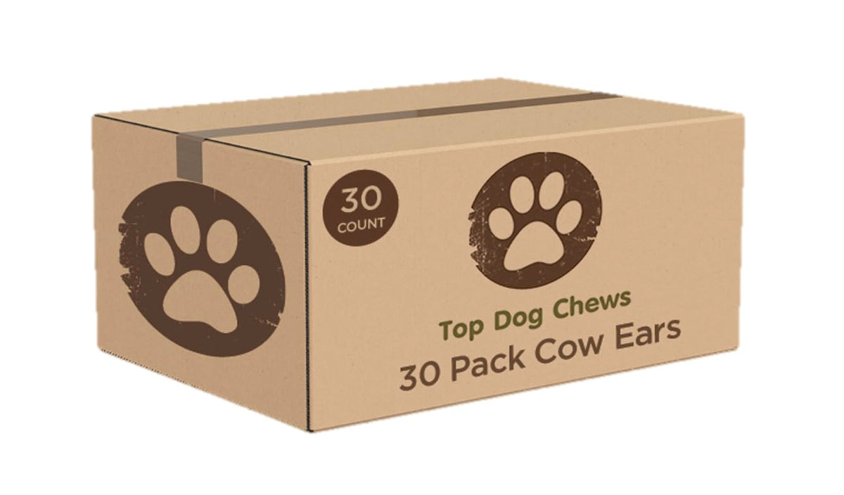 Top Dog Chews full-size cow ears for dogs, natural protein-rich treat