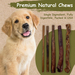 Top Dog Chews grass-fed free-range 12-inch bully stick delivering long-lasting chew and lean protein.