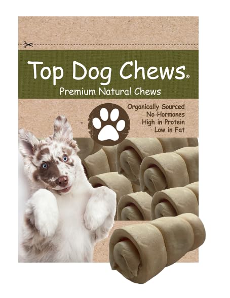 Top Dog Chews mini cheek rolls close-up showing chewy texture for aggressive chewers.