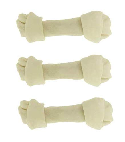 Top Dog Chews natural beef rawhide bones 8-10 inch for long-lasting chew and dental aid.
