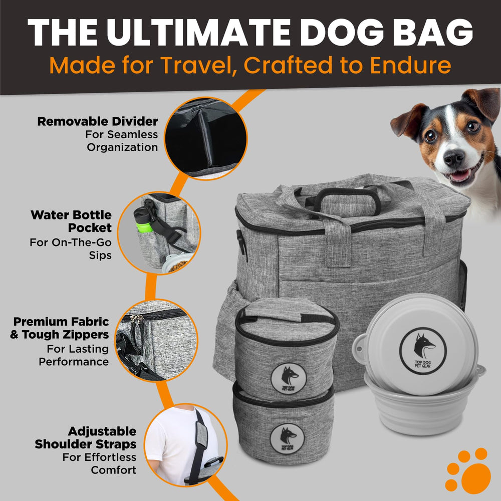 Top Dog Pet Gear bag features a zippered side pocket for snacks and accessories.