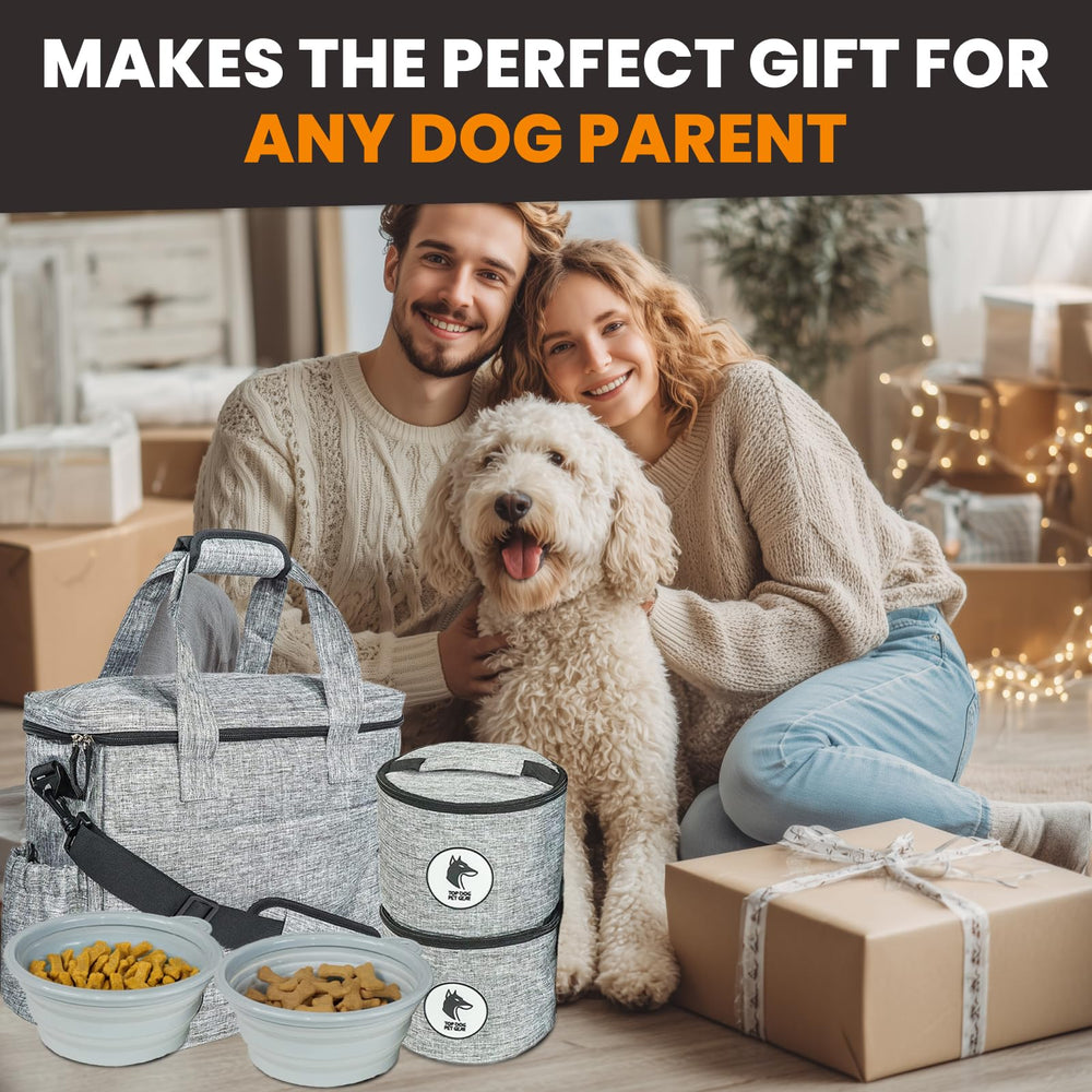 Top Dog Pet Gear two 13-cup food containers help portion feeding.