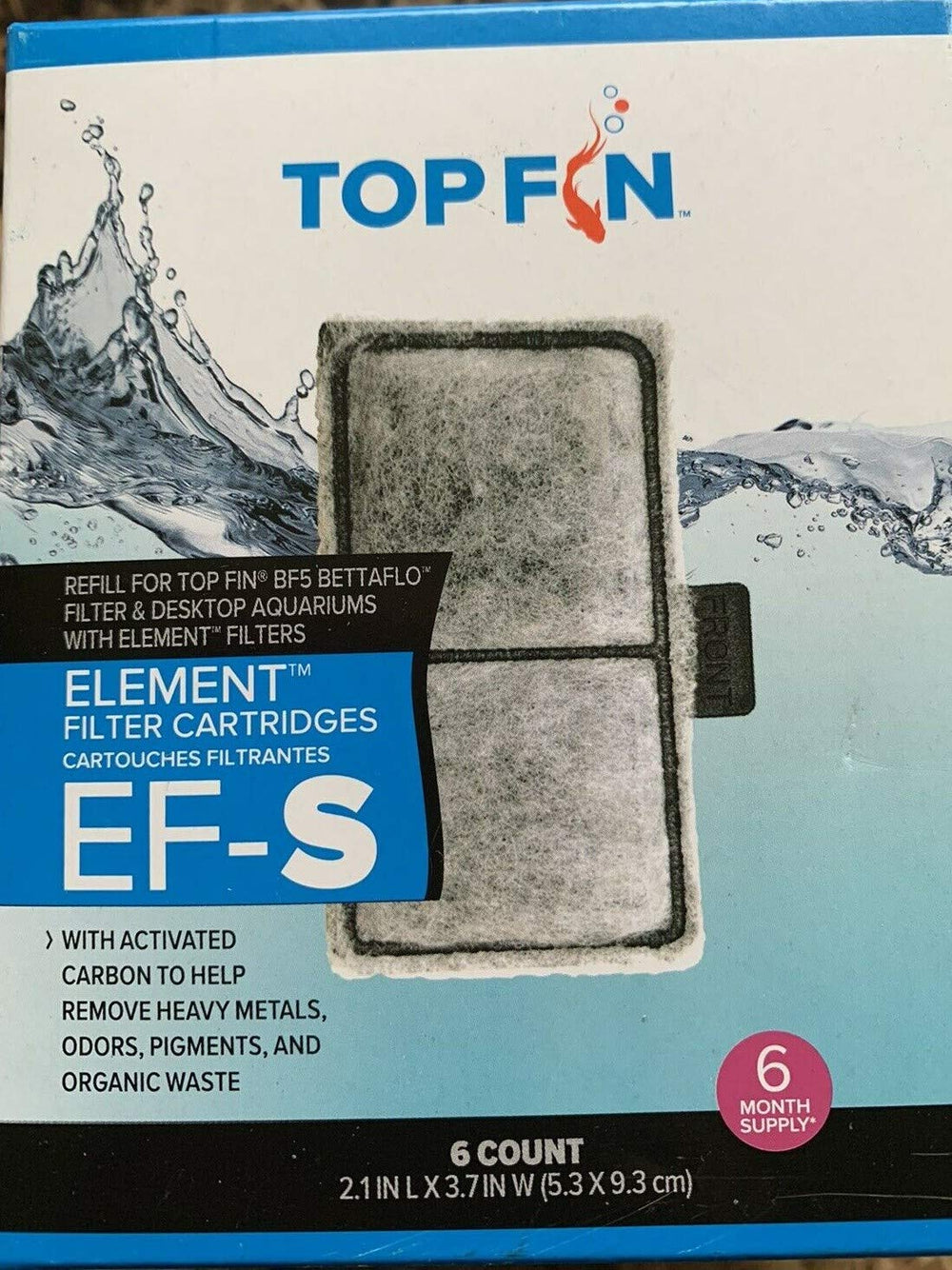 Top Fin EF-S cartridge pack keeps water clear and odor-free.