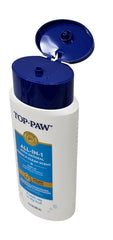 Top Paw bottle with flip-top cap enables easy one-handed use.