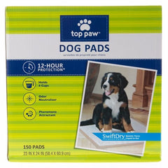 Top Paw dog pads 150-count pack for indoor use and potty training.