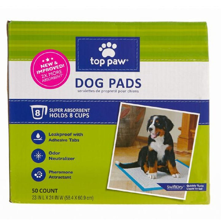 Top Paw dog pads with 2x absorbent surface for quick cleanup