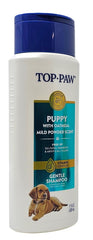 Top Paw puppy oatmeal gentle shampoo in a bath scene for easy grooming.