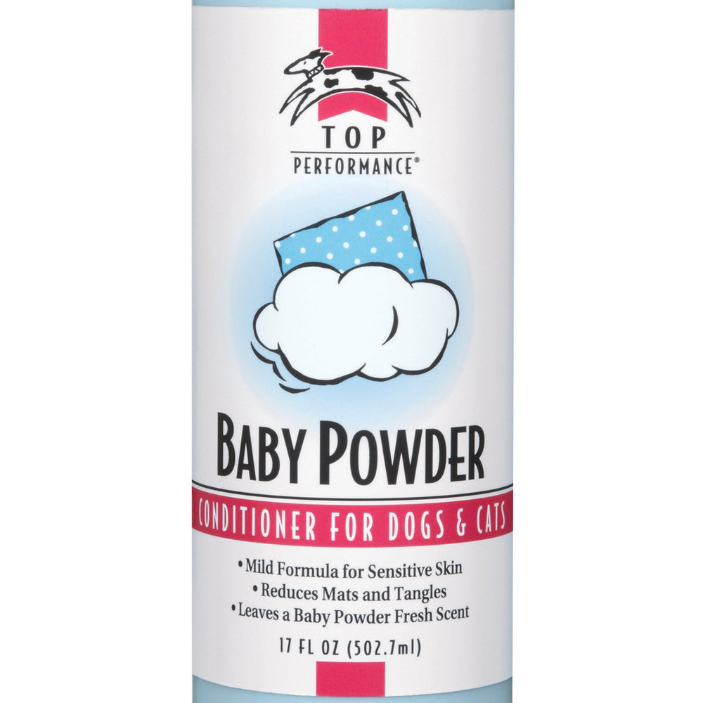 Top Performance Baby Powder Conditioner coat-sheen highlights a healthy, manageable coat