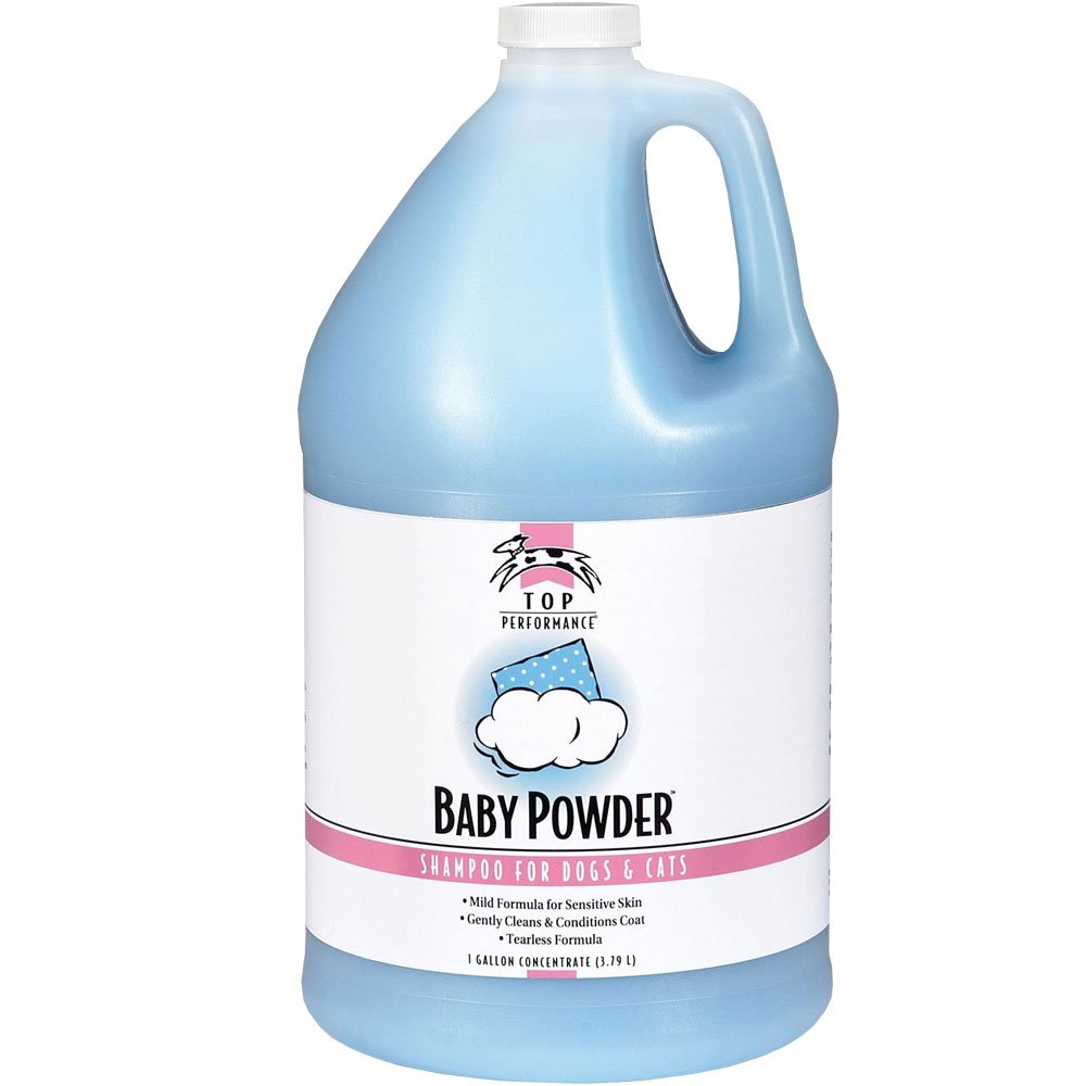 Top Performance Baby Powder Shampoo bottle for dogs and cats with a gentle cleanse