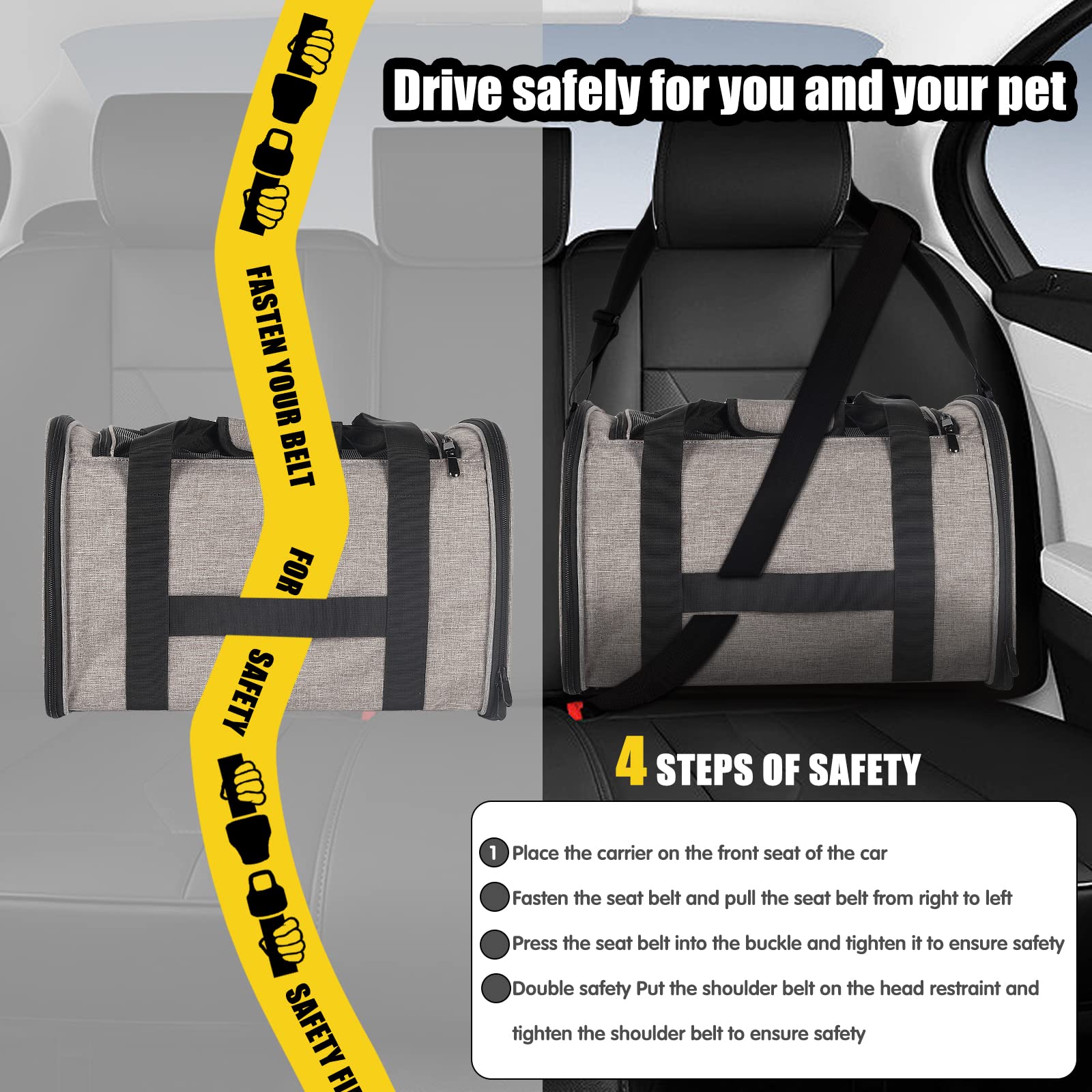Top Tasta anti-escape buckle keeps pets secure during transport.