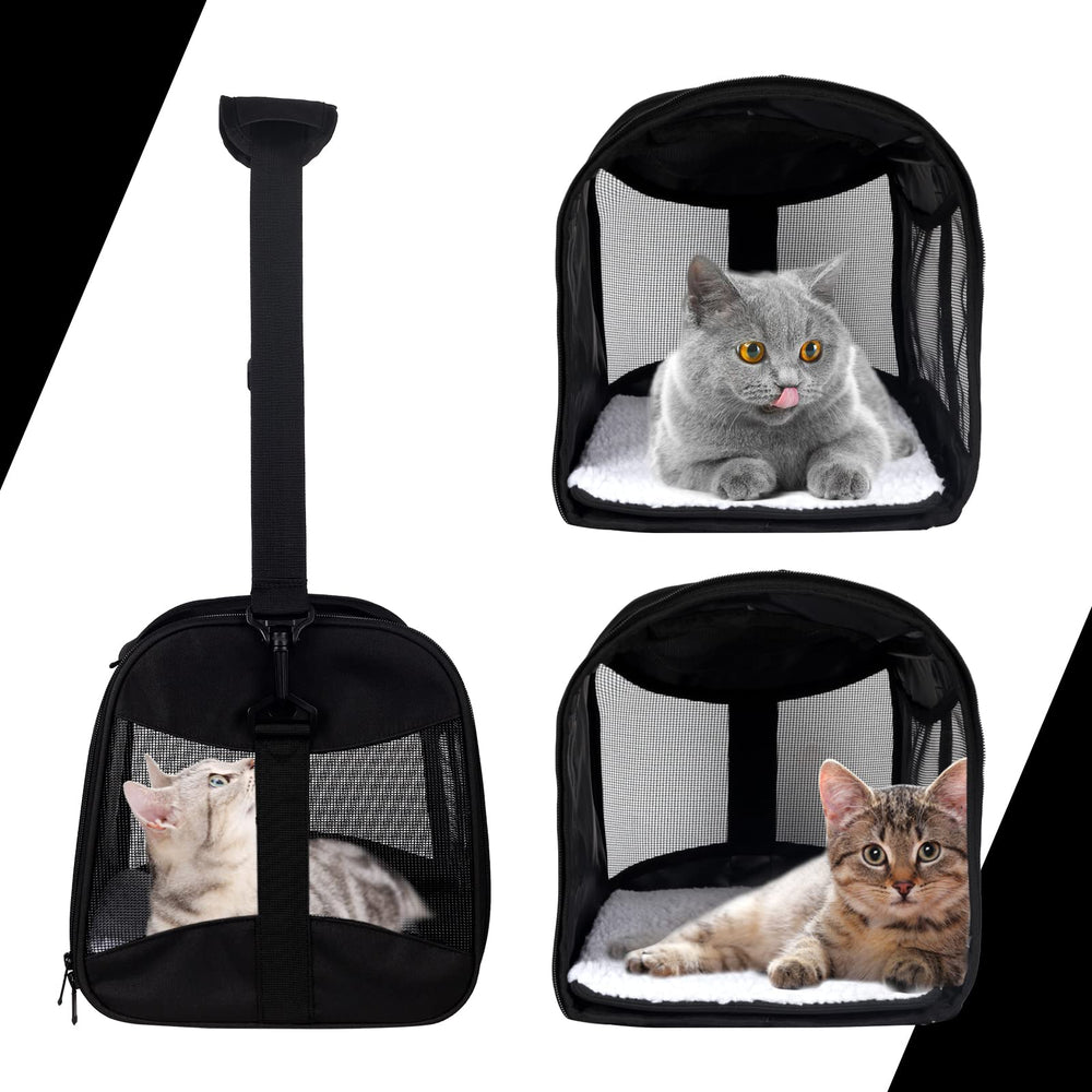 Top tasta cat carrier mesh sides provide airflow and visibility.
