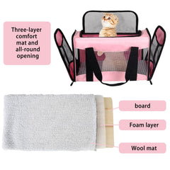 Top Tasta cat carrier with removable fleece pad for pet comfort.