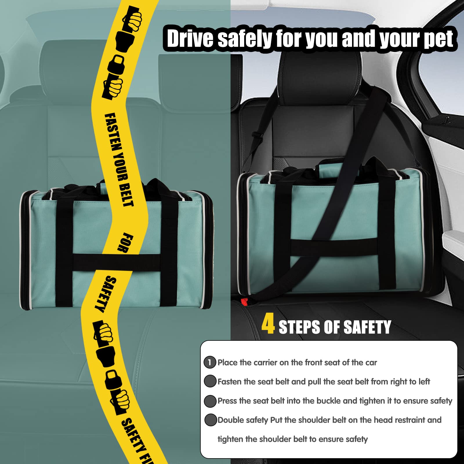 Top tasta anti-escape buckle keeps pet secure during trips