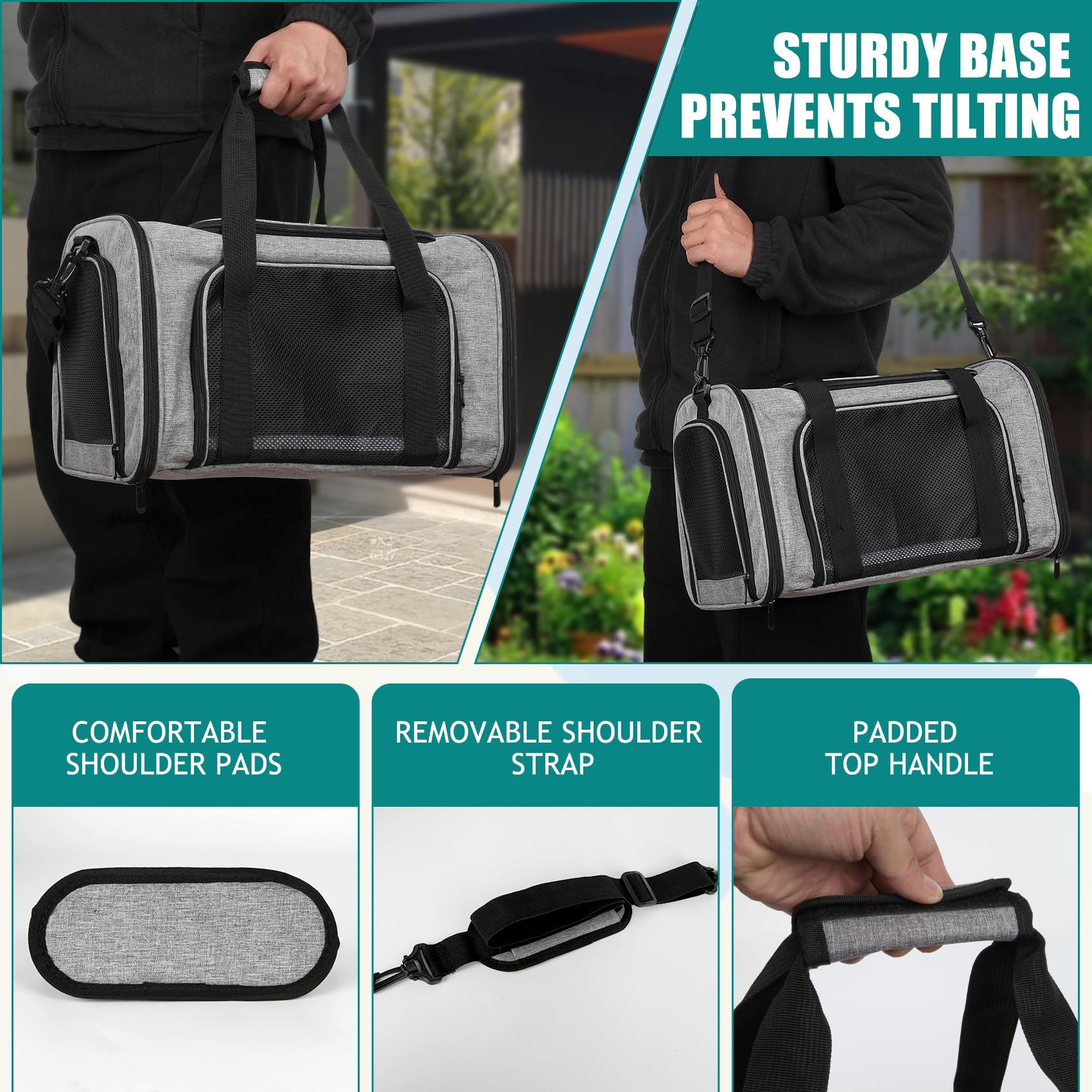Top tasta secure zip prevents pet escapes during transit.