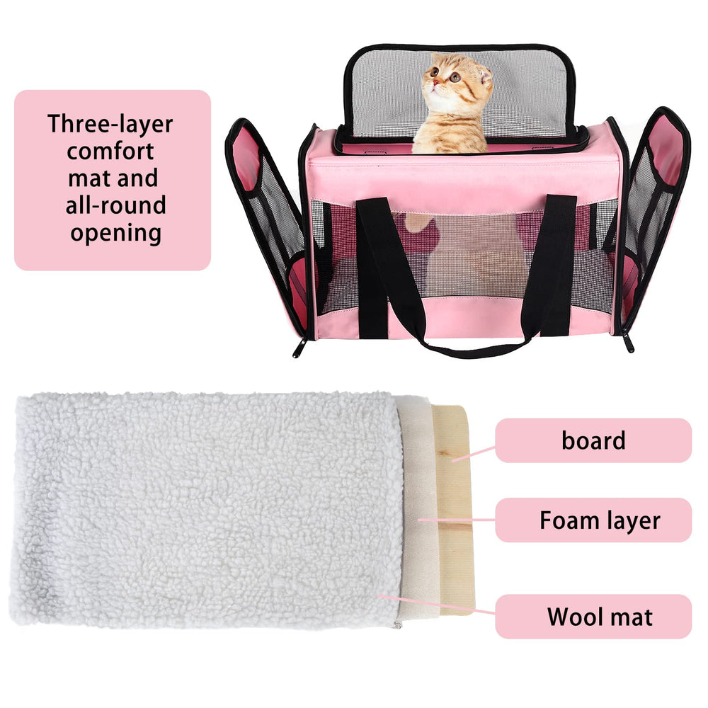 Top Tasta pet carrier with removable fleece pad for cozy rests.