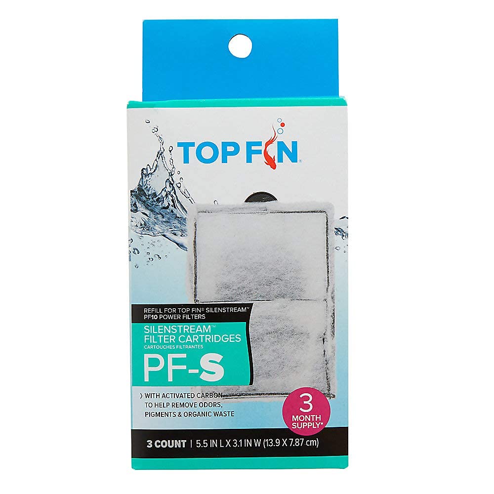 Top Fin Silenstream PF10 refill cartridge for aquarium filtration improves water clarity and odor control.