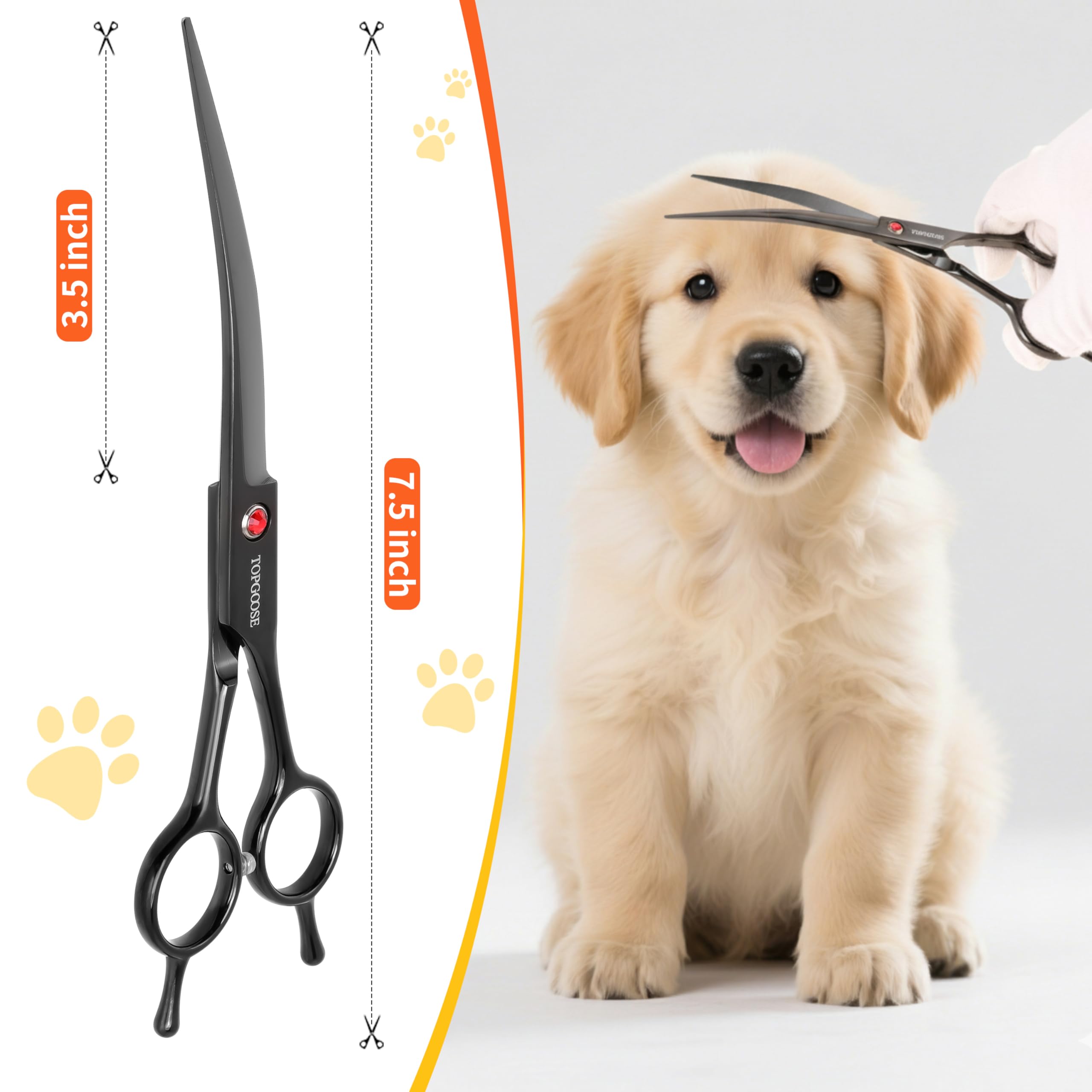 TOPGOOSE packaging-box-and-wiping-cloth included with dog grooming scissor.