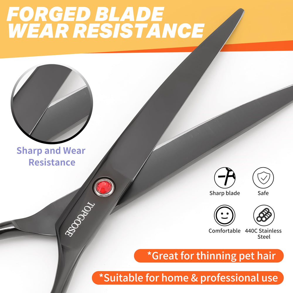 TOPGOOSE silenced-handle design reduces pet anxiety during trimming.