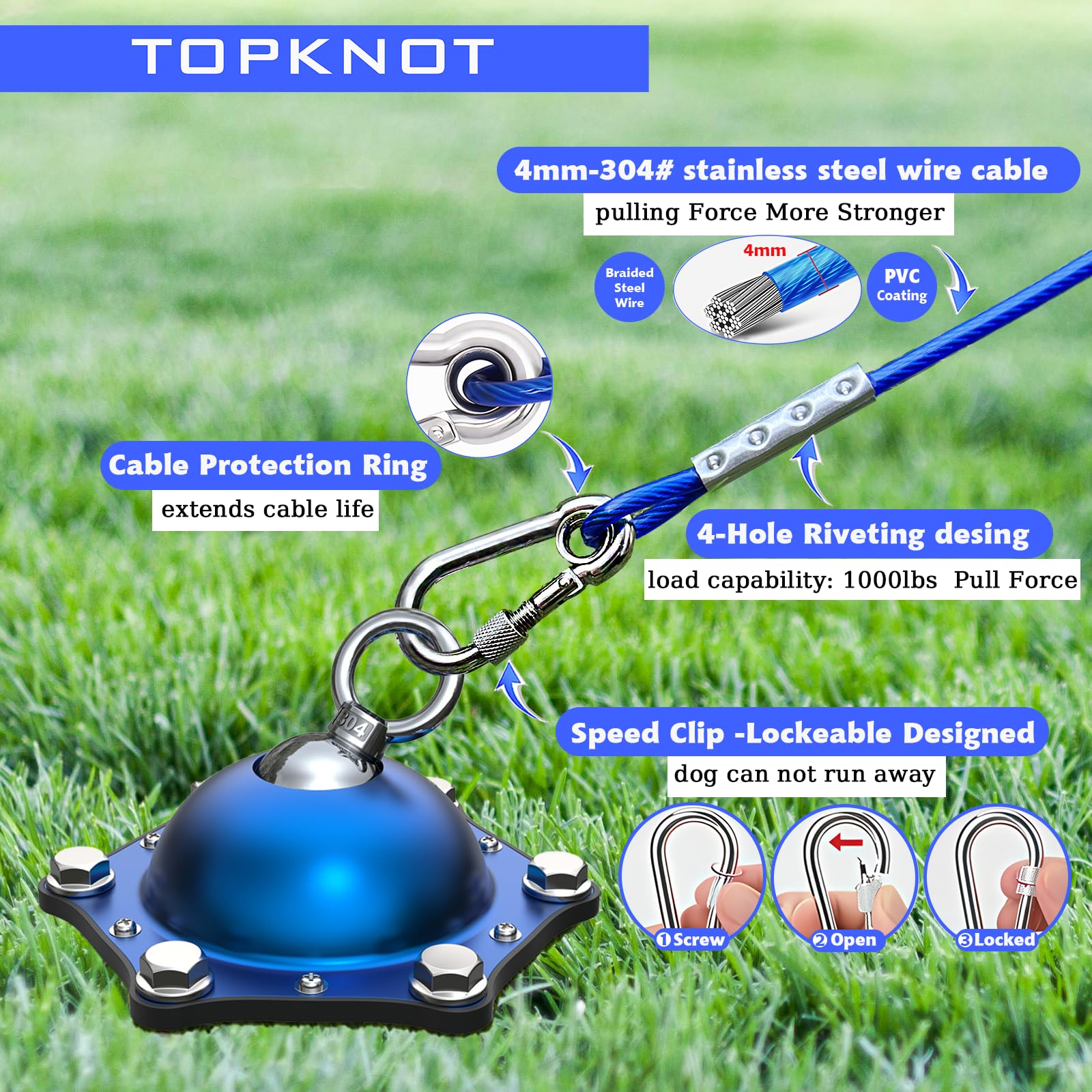 TopKnot six screw anchors simplify quick ground installation.
