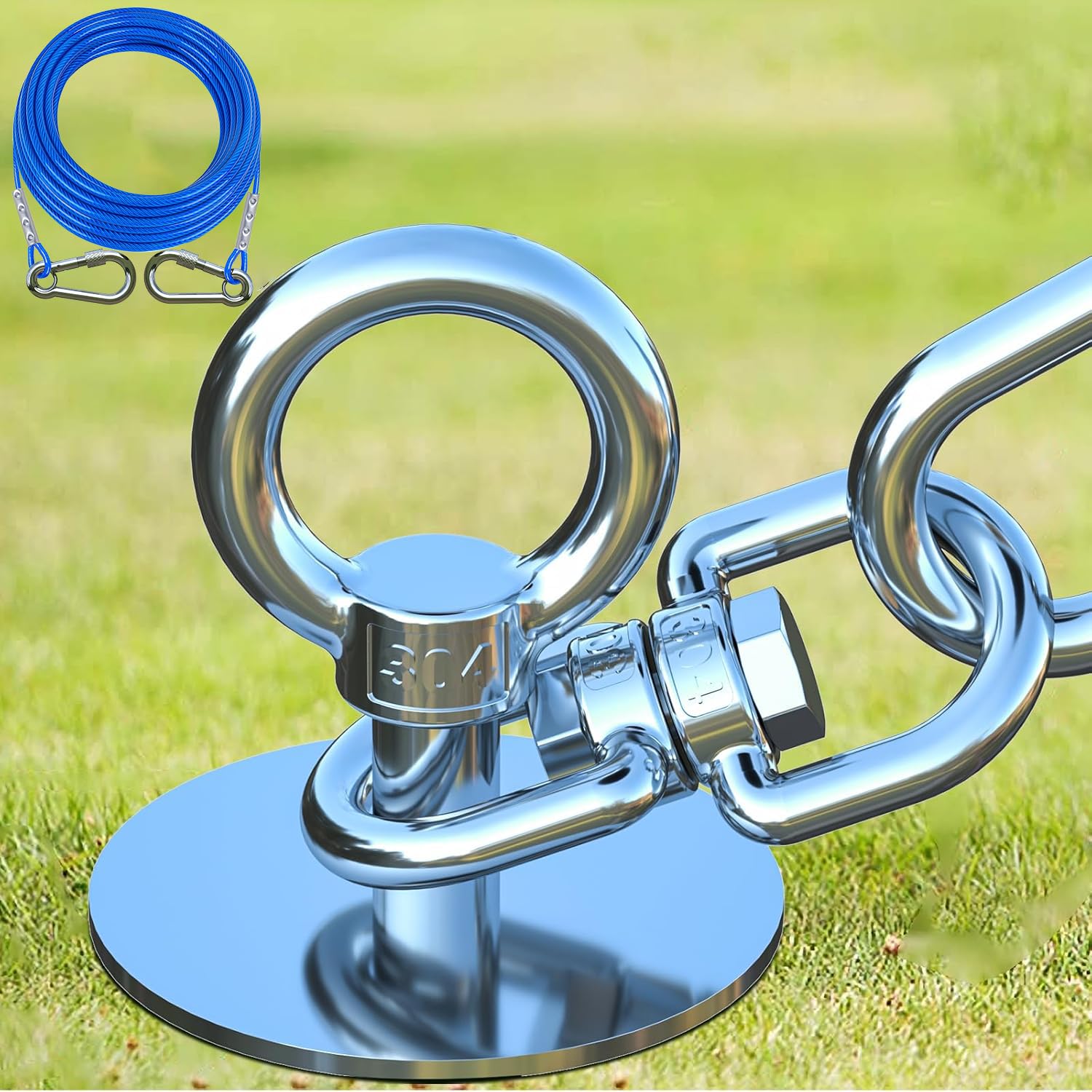 TopKNOT dog tie-out cable 30ft in action, flexible reach for safe outdoor play.