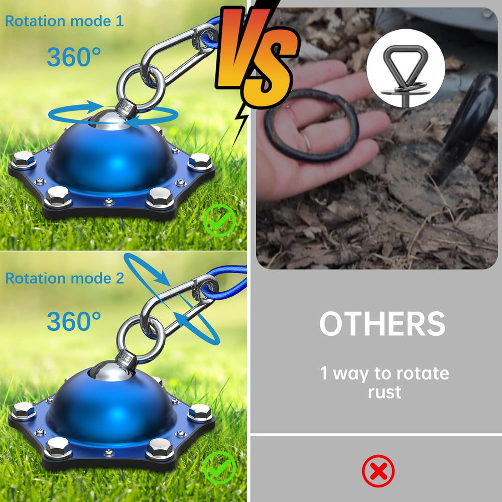 TOPKNOT rotating ring design enables quick attachment to your tie-out cable.