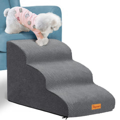 Topmart 3 Tiers Foam Dog Ramps show stable, spacious steps for easy pet access.