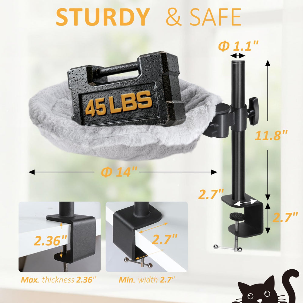 Topmart cat desk bed heavy-duty brackets ensure durable safety and stability