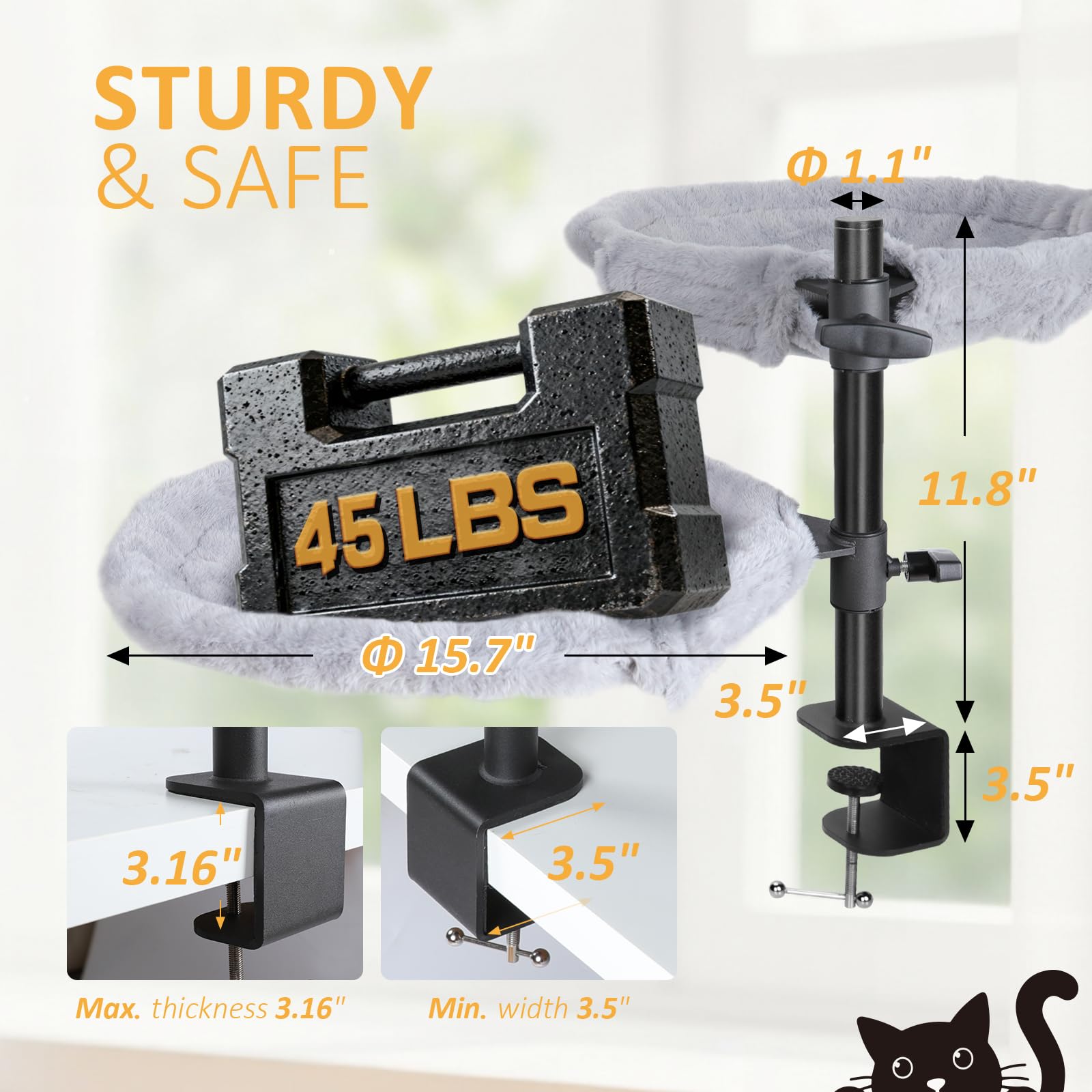 Topmart space-saving two-tier design keeps your cat nearby while saving desk space.