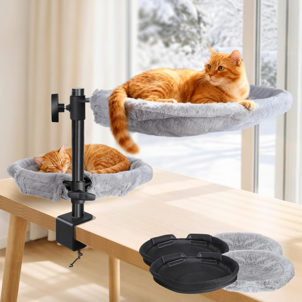 Topmart double-deck cat desk bed with 360° rotation for flexible viewing.