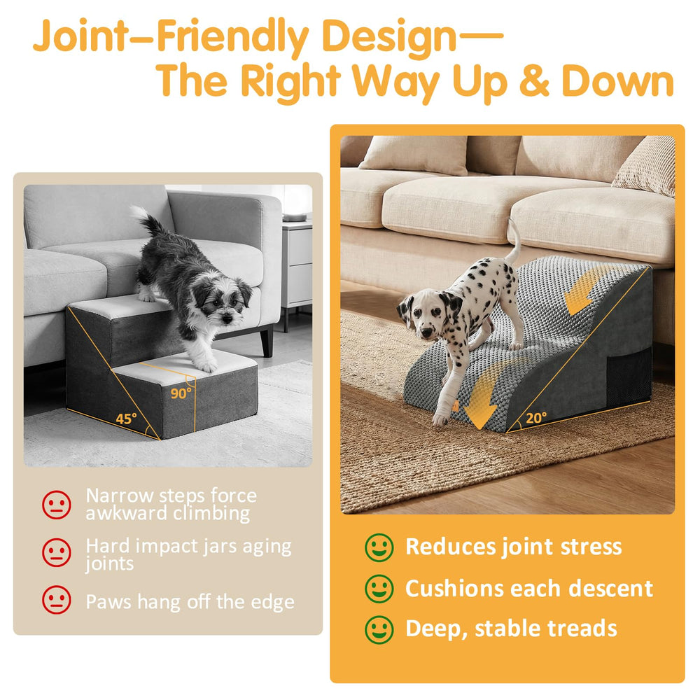 Topmart foam stairs on sofa with wide, stable steps for pets