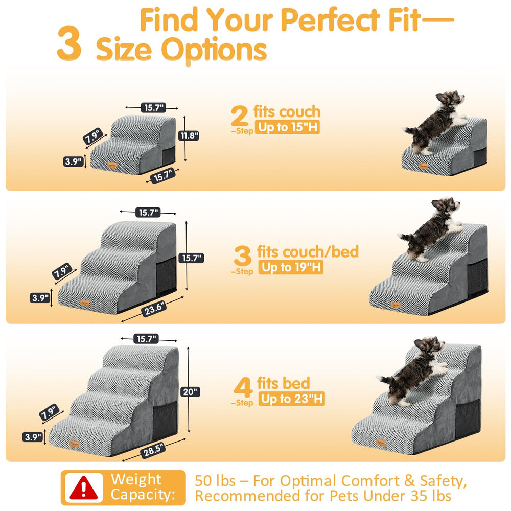 Topmart pet steps with anti-slip corduroy cover, providing steady grip on floors.