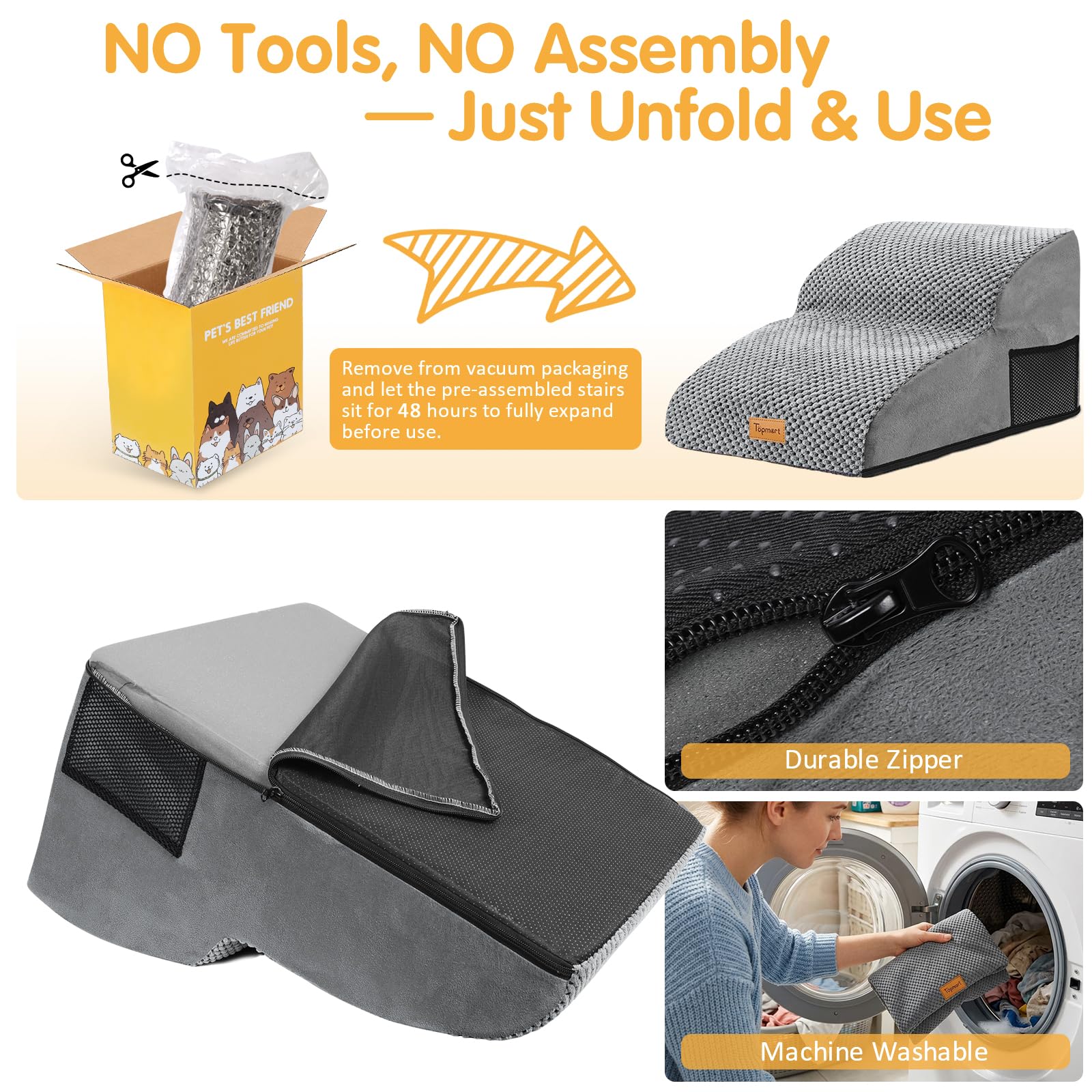 Topmart wide-step design accommodates small to medium pets