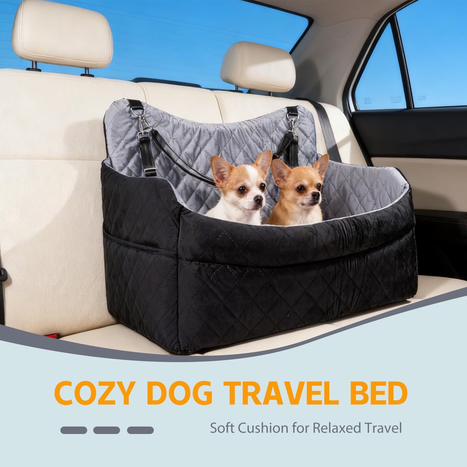 TOPOmerice dog car seat safety leash attached for secure travel