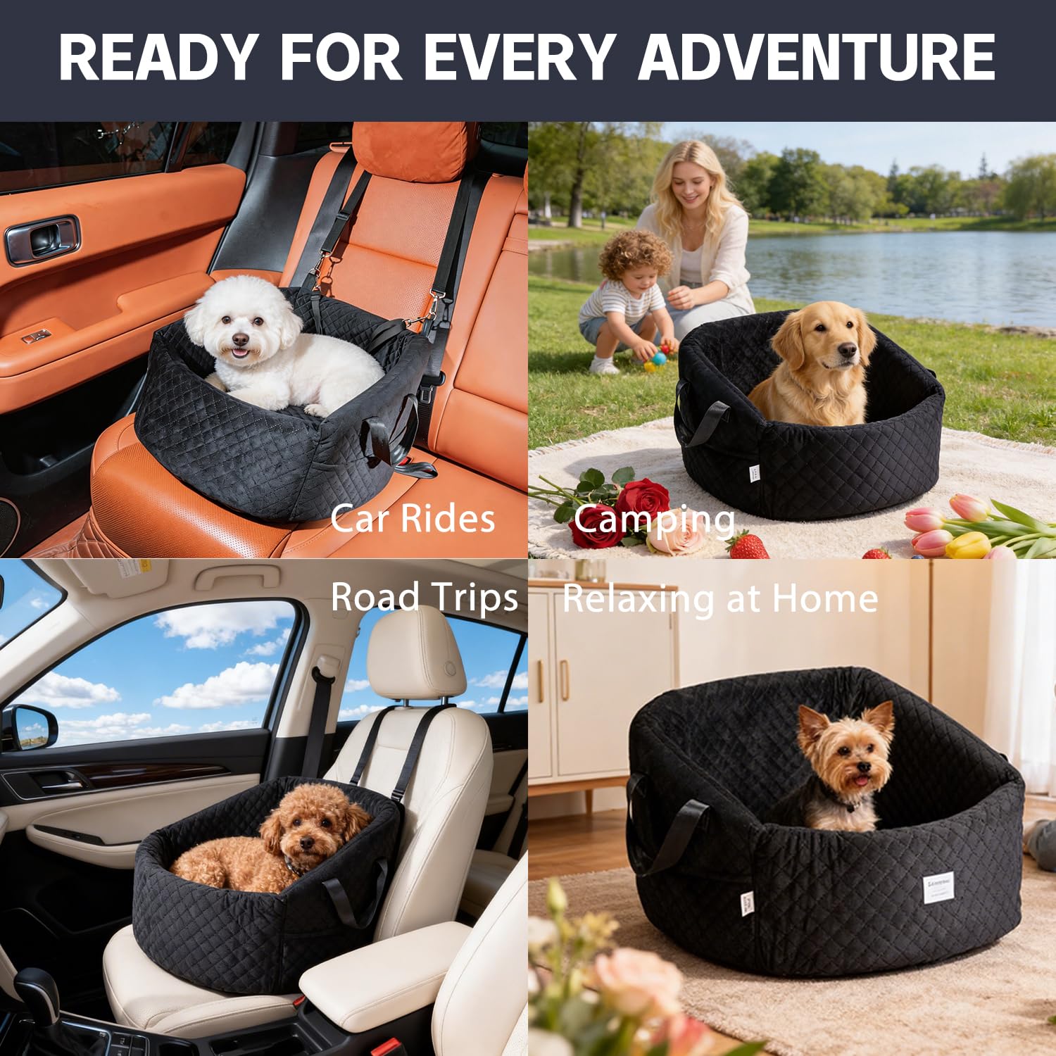 TOPOmerice dog car seat safety leash keeps your pet restrained on trips.