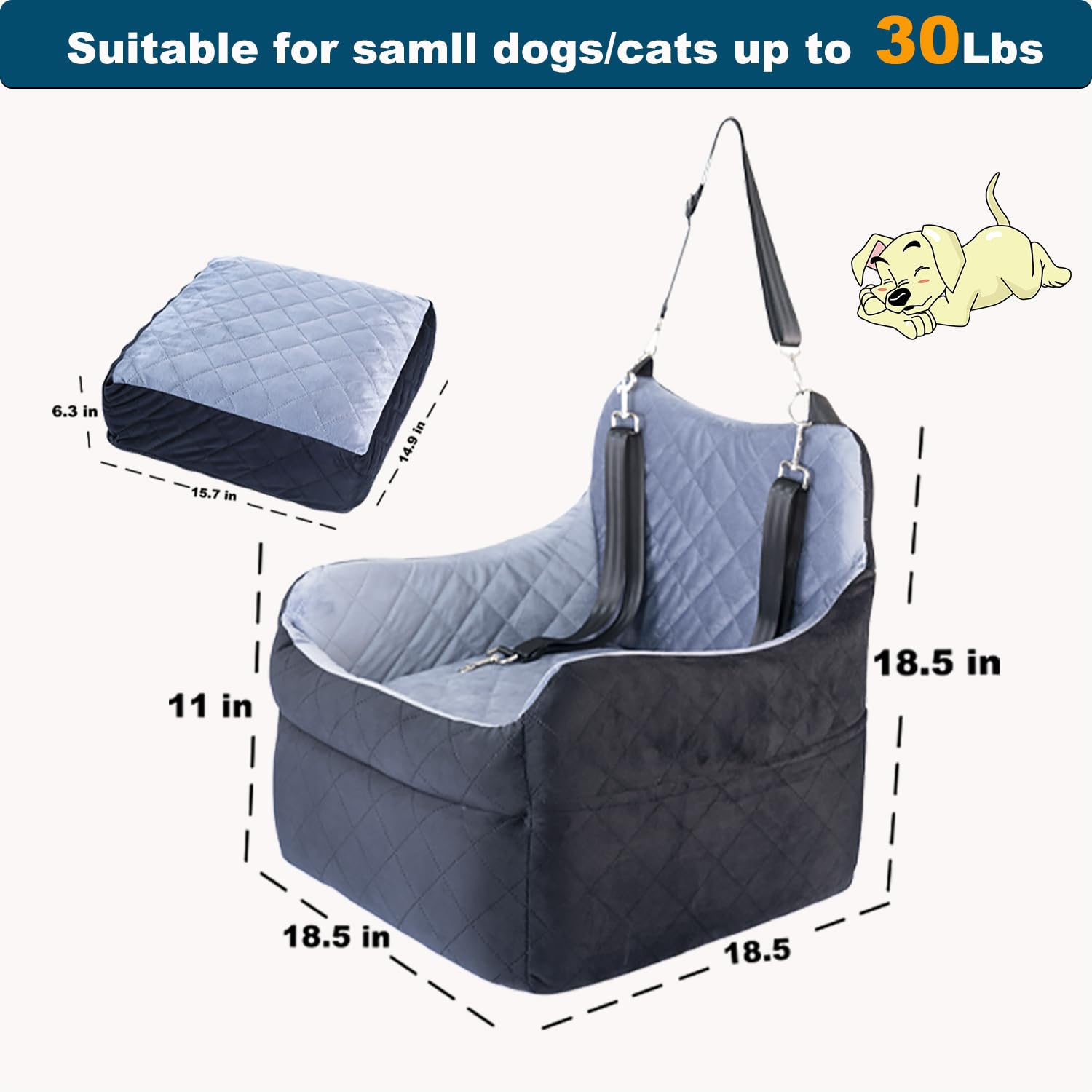 TOPOmerice removable washable cover on a dog car seat.