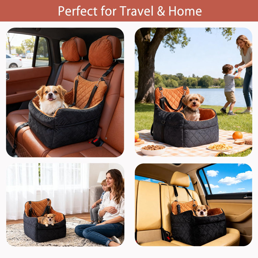 TOPOmerice dog seat with adjustable safety leash for secure travels.