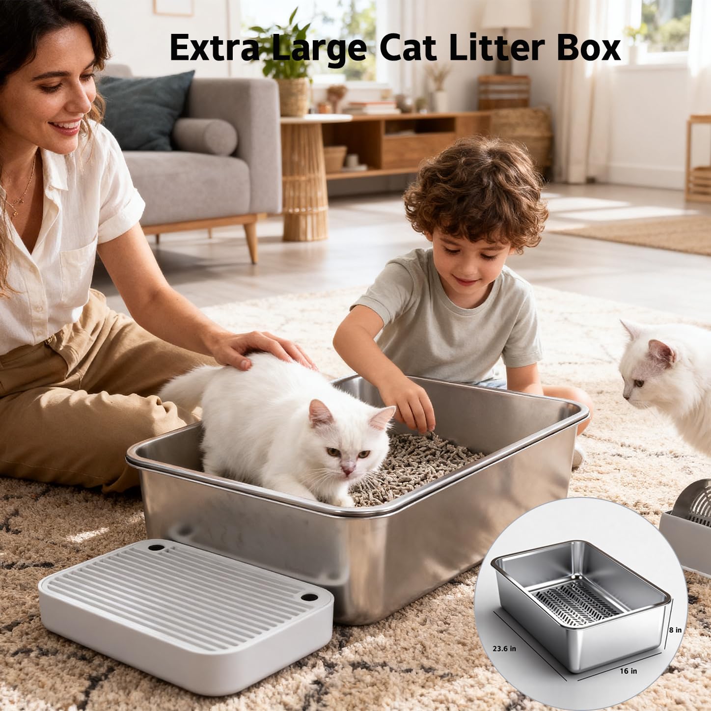 TOPOmerice extra-large litter box offers roomy space for cats