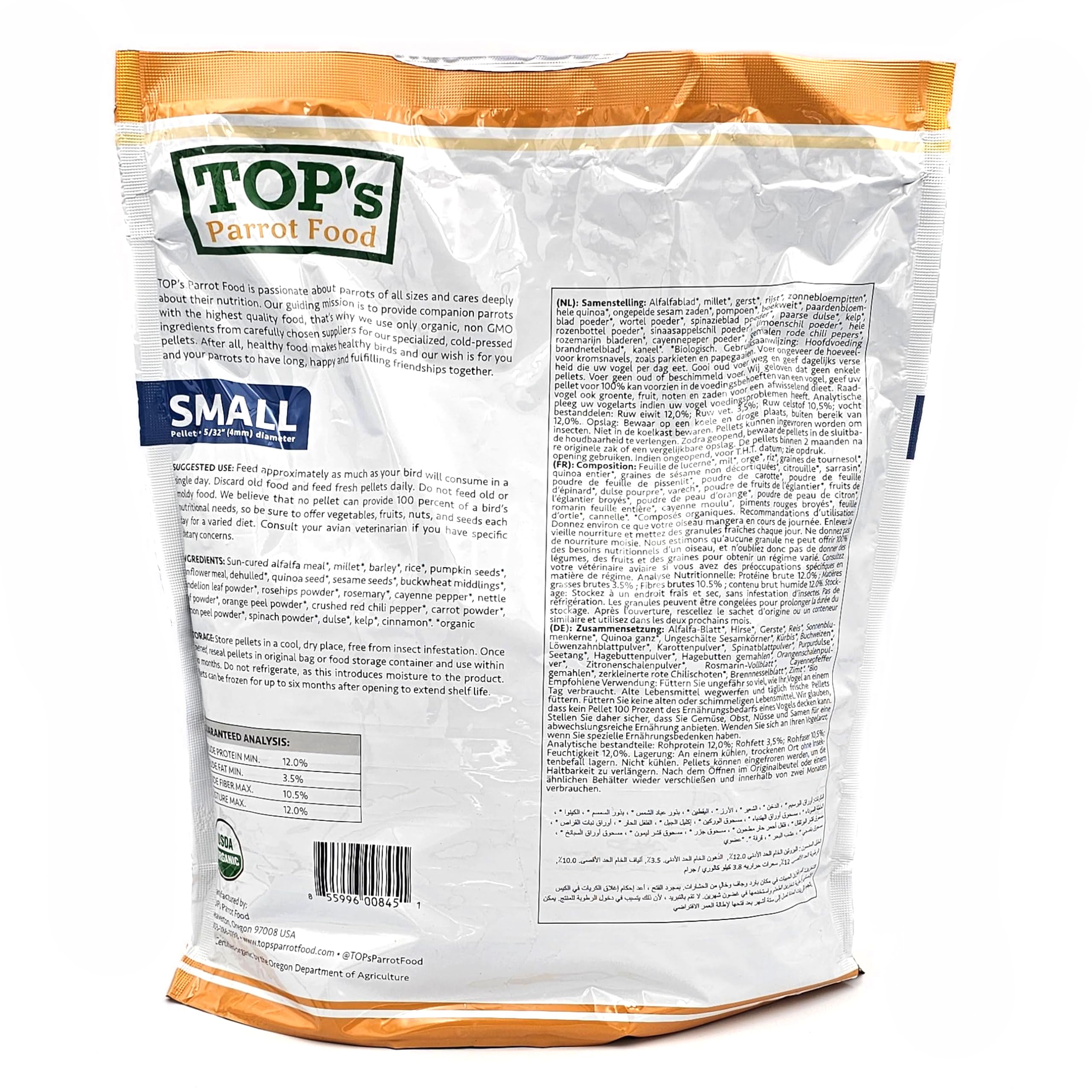 TOP's Parrot Food supports easy daily feeding for small hookbills.