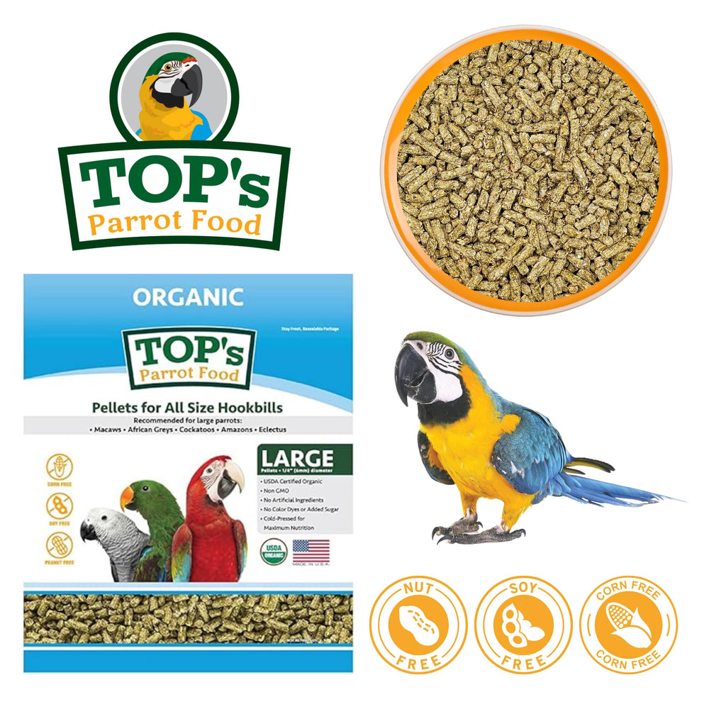 TOP's Parrot Food pellets hookbills-quarter-inch size supports easy feeding.