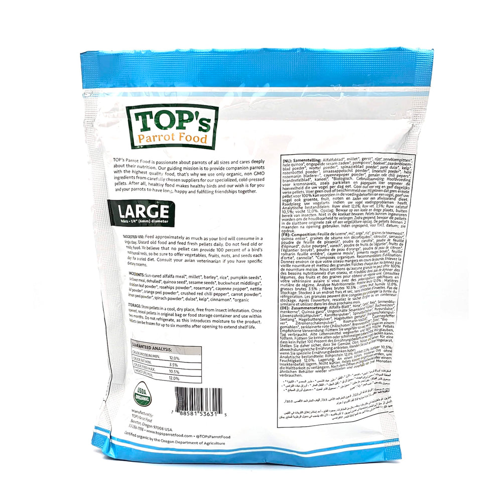 Birds happily pecking TOP's pellets indoors, showcasing versatile feeding at home