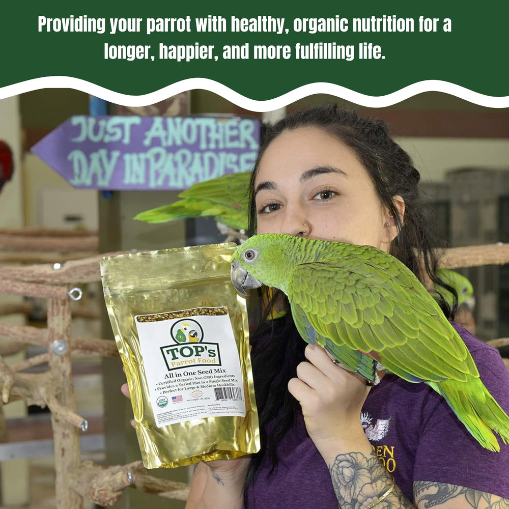 TOP's Parrot Food seed mix sprouted image illustrates fresh, nutritious sprouts