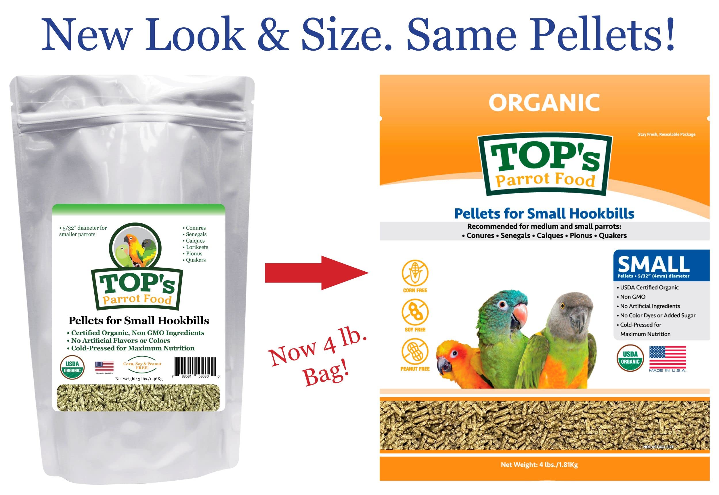TOP's Parrot Food supports small hookbills’ daily feeding routine.