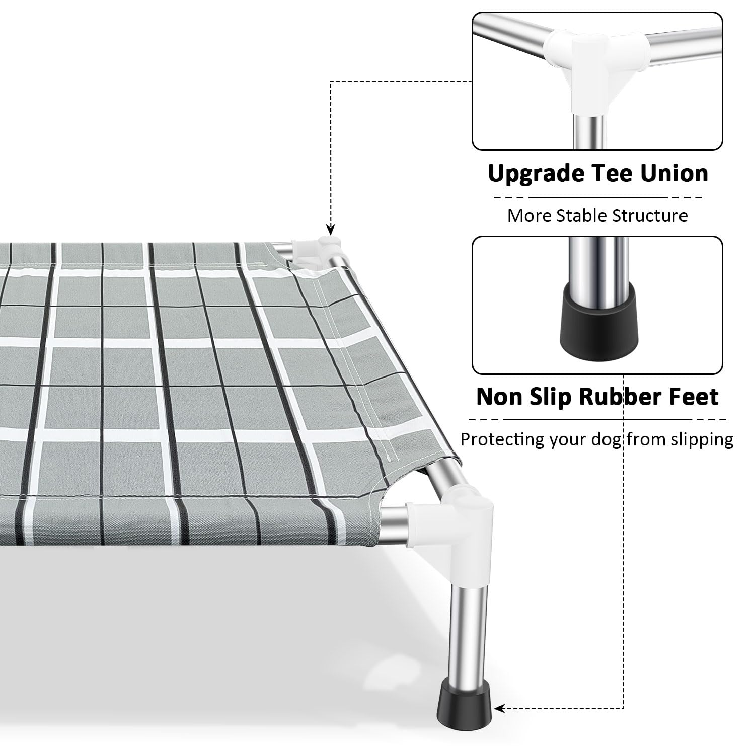 Topsmartking cooling elevated dog bed shown during setup for easy outdoor use.