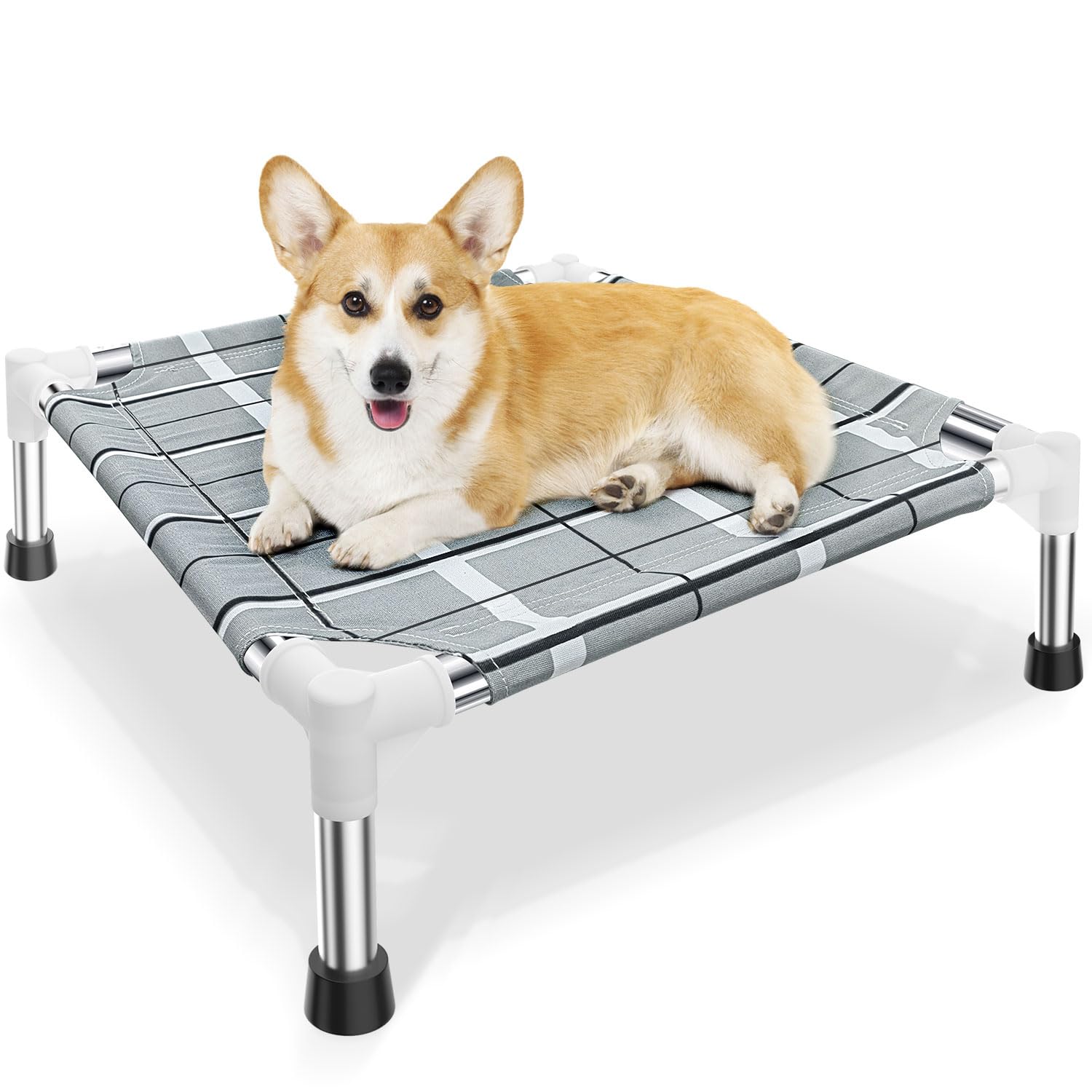 Topsmartking elevated outdoor dog bed frame keeps pets cool outside.